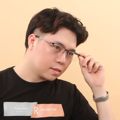 Gọng kính titanium T1181 nửa khung thời trang nam cao cấp siêu nhẹ siêu bền OURESS