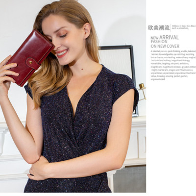 Ví Da Bò Cầm Tay Dáng Dài Thời Trang cao cấp Cho Nữ phong cách châu âu