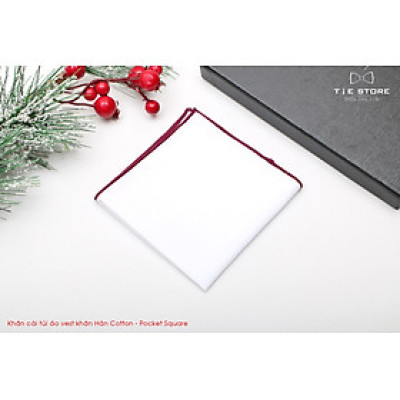 Khăn Cài Túi Áo Vest - Pocket Square - Phụ Kiện Cài Áo trắng viền màu