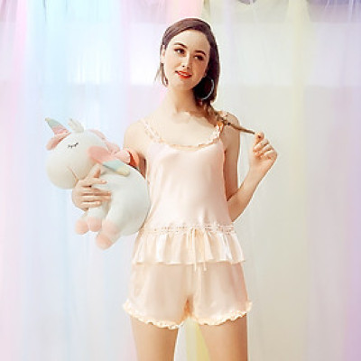 Đồ bộ mặc nhà Wananbe, bộ short BSS09 dây vai dập lai bèo lạ mắt xinh xắn