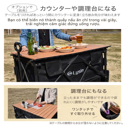 Xe kéo dã ngoại 2 tầng ngoài trời du lịch cắm trại, picnic đa năng bánh xe rộng có khóa cố định dung tích 300l gấp gọn được camping