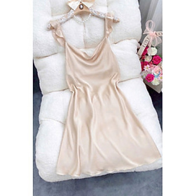 Váy ngủ hai dây, đầm ngủ thun mềm mịn, không nhăn, đầm bầu chân váy xếp ly