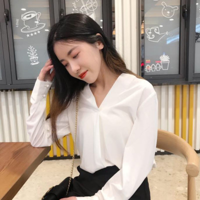 Áo sơ mi công sở kiểu áo sơ mi kiểu đắp chéo cổ V QK01 -  Áo sơ mi công sở hàn quốc