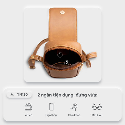 Túi Yuumy ( Thời trang nữ đựng điện thoại size 11 - Túi đeo chéo da Seasand YN120 )