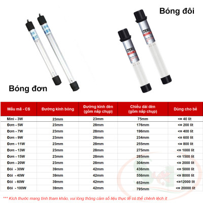 Đèn UV KaoKui Sterilization Submersible Lamp diệt ức chế rêu tảo vi khuẩn hại bể cá tép thủy sinh nước mặn