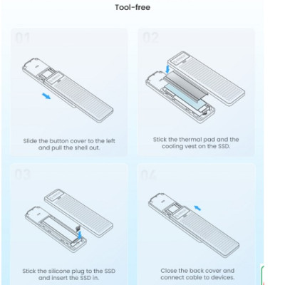 HDD Box chuẩn M2 NVME sang Type-C tốc độ 10GBS Orico PDDM2C3-G2-BK-EP – Hàng Chính Hãng