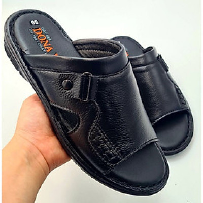 Dép nam da bò thiết kế Ô VUÔNG tạo điểm nhấn đẹp mắt cho người mang, đế siêu nhẹ đặc biệt được may full đế bao chắc chắn