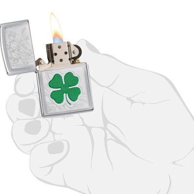 Bật lửa Zippo  Clover High Polish Chrome Design 24699