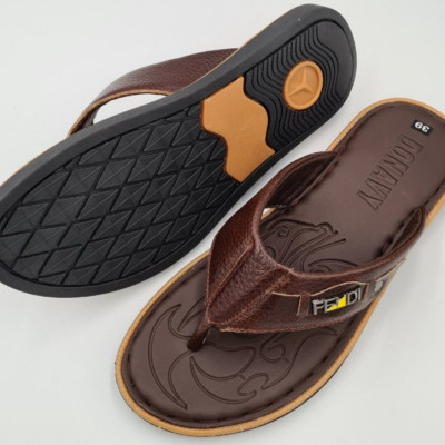 Dép xỏ ngón nam da bò thật 100% DONAVY cao cấp kiểu đính khuy cách điệu may full quai và đế rất chắc chắn bao đi nước DOKL