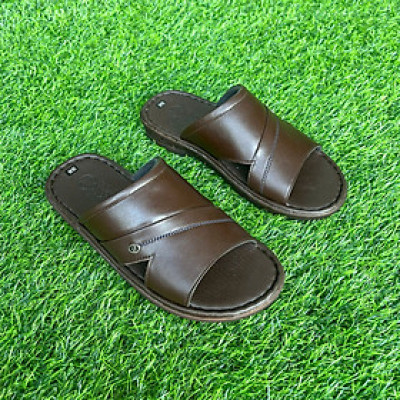 Dép nam quai ngang đế cao 2.5cm Trường Hải da bò full màu nâu, đen DN146