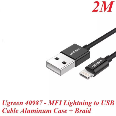 Ugreen UG40987US199TK 2M màu Đen Cáp Lightning sạc + truyền dữ liệu cho iPhone - HÀNG CHÍNH HÃNG