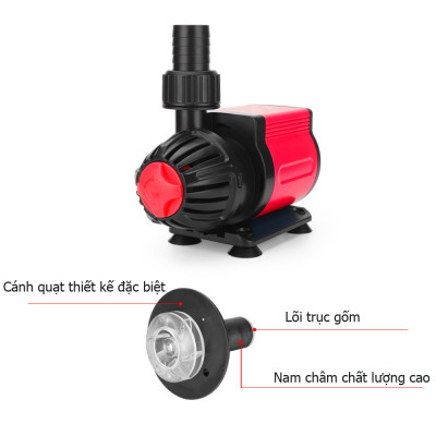 Máy bơm HA 8000 - HA10000 - HA12000 lõi trục gốm, 9 nấc chỉnh nước dùng cho bể cá, hồ cá, hòn non bộ - Máy bơm chìm cao cấp 