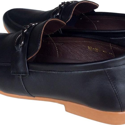 Giày tây nam Trường Hải không dây da bò thật màu đen đế kếp mềm không trơn hàng may chắc chắn GT079