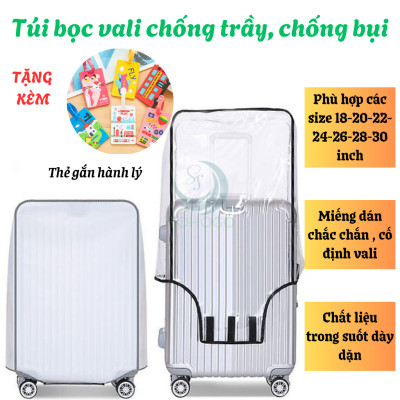 Áo Bọc Vali Trong Suốt Cao Cấp -Áo Trùm Bảo Vệ Vali Chống Trầy Xước -Cover Bảo Vệ Vali Chống Nước 18–30 Inch -Áo Bọc Vali Co Giãn Chống Bụi Bẩn