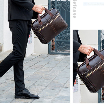 Túi xách nam da bò thật cao cấp phong cách mới 15,6"