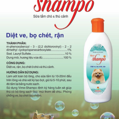Sữa Tắm Diệt Ve, Rận, Bọ Chét Vime Shampoo Vemedim (Chai 300ml)