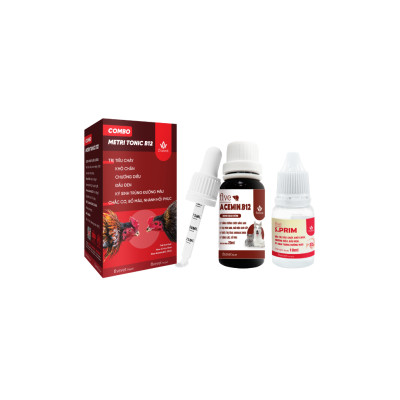 COMBO METRI TONIC B12 - Thuốc Hỗ Trợ Trị Tiêu Chảy, Tụ Huyết Trùng Trên Gà Đá, Chim Cảnh_Fivevet