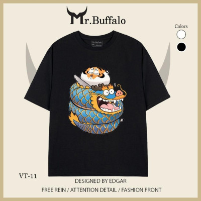 Áo thun tay lỡ Hổ béo và rồng cute Mr.Buffalo