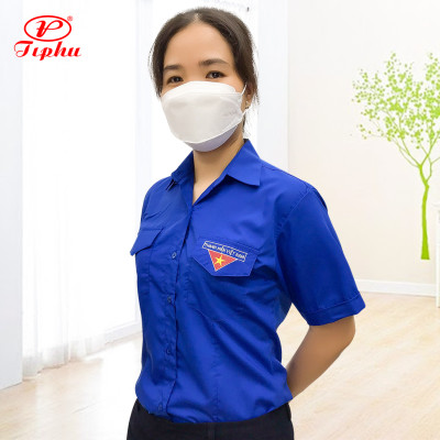 Đồng phục đoàn viên thanh niên Việt Nam dành cho nữ có chiết 4 ben eo, tay dài và tay ngắn, thêu logo cờ đỏ sao vàng