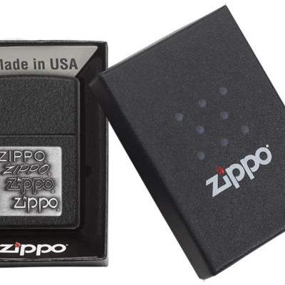 Bật lửa Zippo Black Crackle Silver Zippo Logo 363