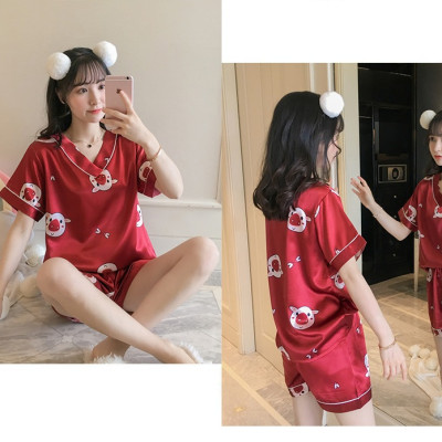 [CHẤT LƯỢNG] Đồ bộ mặc ở nhà ngắn hình heo con phi lụa cao cấp C008