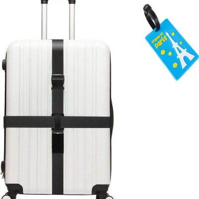 [KHÓA GÀI]-Dây đai cố định và bảo vệ vali an toàn mẫu đôi 2m, màu ngẫu nhiên+ Tặng kèm thẻ đeo hành lý ngẫu nhiên