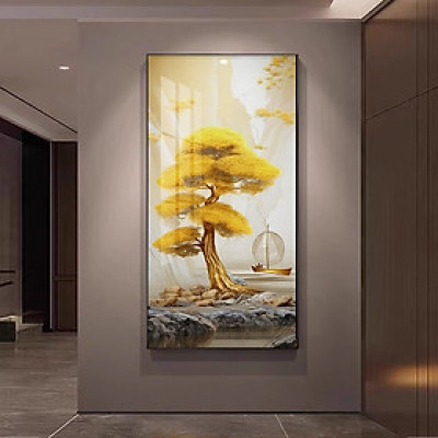 Tranh treo tường cây tùng vàng phá tài 1 tranh phòng khách quà tặng tân gia