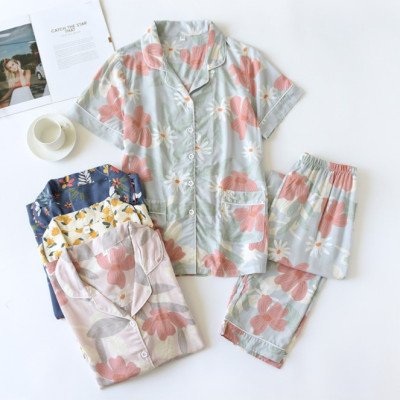 Bộ Đồ Pijama Mặc Nhà Ngắn Tay Azuno BN2706 Chất Liệu Cotton Lụa Nhẹ Mát Cho Mùa Hè