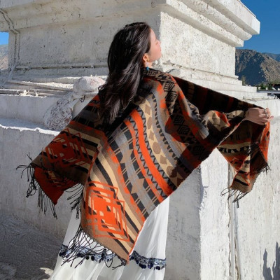 Khăn Áo Choàng Len Dạ Boho Họa Tiết Thổ Cẩm Dày Ấm (Nhiều Mẫu)