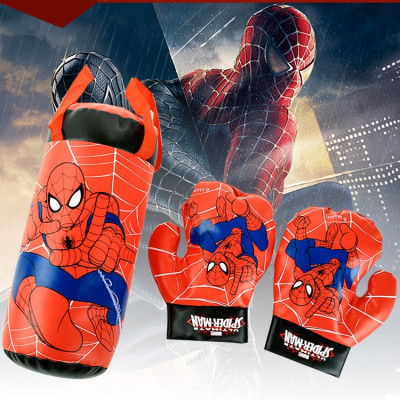 Túi Đấm Bốc Boxing Cho Trẻ Em Hình Người Nhện Đỏ Size Trung 37*18*18 cm, Kèm 2 Găng Tay Cho Bé, Bộ dụng cụ tập Boxing kèm 2 găng tay cho bé- Bộ đấm bốc trẻ em kèm găng tay