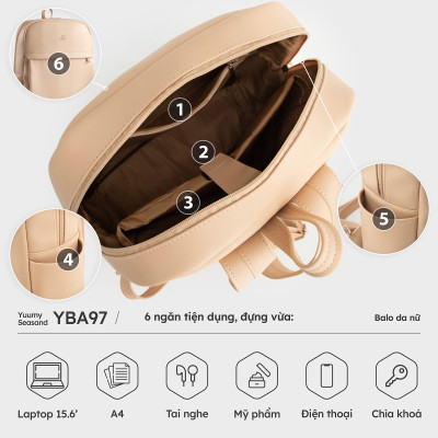 Balo Yuumy ( Thời trang nữ trẻ trung tiện dụng vừa A4 - Balo da Seasand YBA97 )