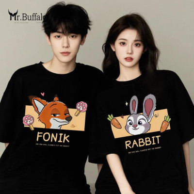 Áo đôi, cặp tay lỡ unisex zootopia Nick, judy dễ thương Mr.Buffalo