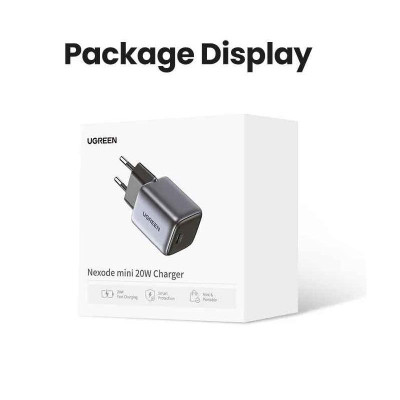 Ugreen UG90902CD318TK 20W Bộ sạc nhanh Nexode GaN USB Type-C PD3.0 qc4.0 Màu Space Gray chuẩn cắm US - HÀNG CHÍNH HÃNG