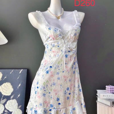 Váy Ngủ D260 Lụa Quảng Châu Cao Cấp Cột Dây Hoa Gợi Cảm