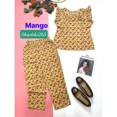 Đồ bộ nữ,đồ ngủ mặc nhà lửng 9 tấc vải lụa mango cao cấp BL 16 họa tiết siêu cưng size 47-60kg.
