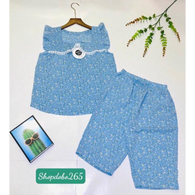 Đồ bộ nữ,đồ ngủ mặc nhà lửng vải lụa mango cao cấp mã BL 90 họa tiết hoa nhí dễ thương.