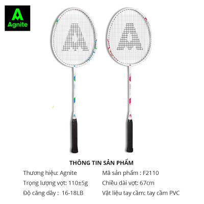 Cặp vợt cầu lông cán liền quấn cao su Agnite - Họa tiết khỏe khoắn - Kèm bao vợt cao cấp và cầu lông - 2 chiếc - Hàng chính hãng - F2110