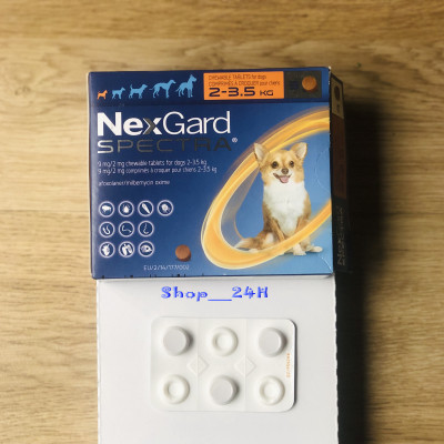 1 hộp (3 viên) NexGard Spectra trị giun, ghẻ, viêm da, ve rận (chó 2 - 3,5kg)