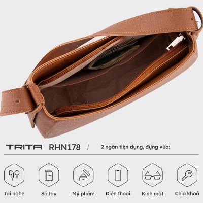 Túi Trita ( Thời trang nữ kiểu dáng hình thang sang trọng - Túi đeo vai da RHN178 )