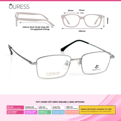 Gọng kính titanium WM8601 LS9001 thời trang cao cấp nam siêu nhẹ siêu bền OURESS