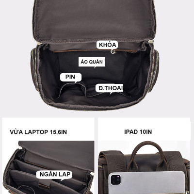 Balo nam DA BÒ THẬT, balo laptop phong cách mới – BEE GEE BLND9049