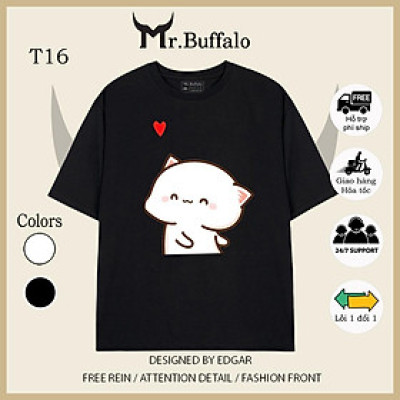 Áo thun cặp nam nữ tay lỡ Unisex form rộng có bigsize vải cotton T15T16- Mr.Buffalo