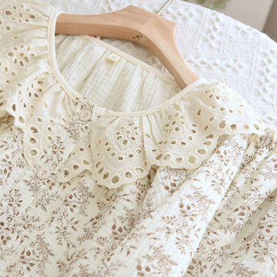 Bộ Đồ Pijama Mặc Nhà Chất Liệu Xô Muslin Hàng Cao Cấp