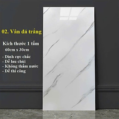 Bộ 20 Tấm Xốp Dán Tường 3D PVC Đá Trắng Sọc 60x30cm Keo Sẵn Dày 2,5mm Cao Cấp, Sang Trọng