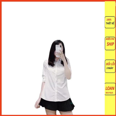 Sơ mi trắng công sở_ Sơ mi trắng nữ cộc tay chất thô nhật dư xịn