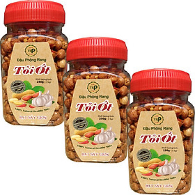 3 hũ đậu phộng sấy giòn tỏi ớt loại ngon MỖI HŨ 250G