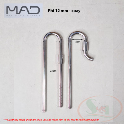 In out inox MAD phi 10, 12, 16, 19 mm CNC ống lọc thùng bể cá tép thủy sinh
