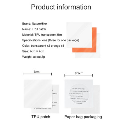 Tấm Dán Sửa Chữa Trong Suốt TPU, Sửa Lều, Áo Mưa NatureHike NH19PJ086 Siêu Dính
