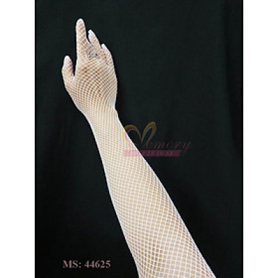 Găng tay lưới dài màu trắng cho Cô dâu và Dạ hội, đi tiệc, sự kiện, lễ hội, chụp ảnh MS: 44625