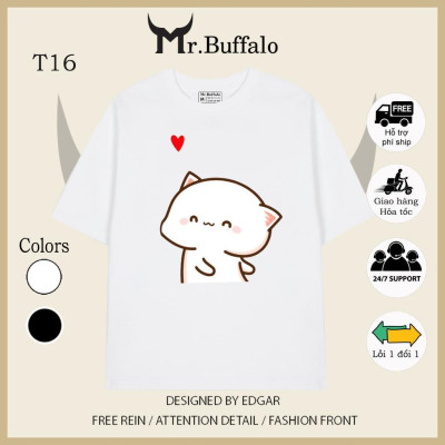 Áo thun cặp nam nữ tay lỡ Unisex form rộng có bigsize vải cotton T15T16- Mr.Buffalo
